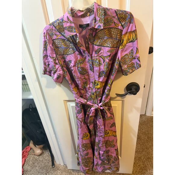 j crew Dresses & Skirts - J. Crew Tie-waist short-sleeve shirtdress in tiger floral size xs